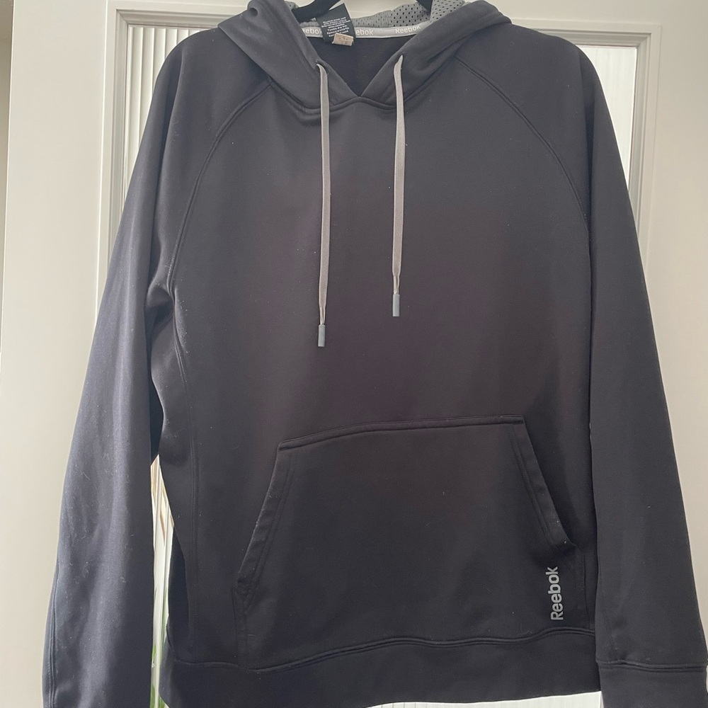 Reebok Men's Black Pullover Hoodie with Kangaroo Pocket